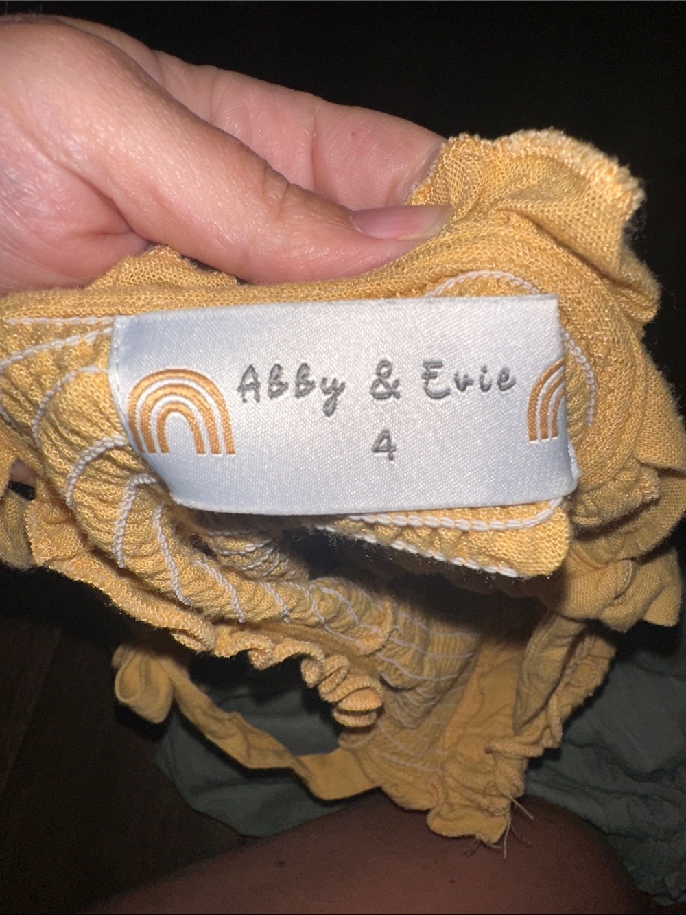 Abby & Evie Girls Dress Bundle Size 4 Mustard & Sage Green - Picture 8 of 8